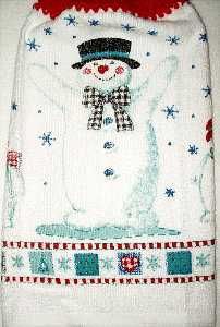 Snowflake Snowman hanging hand towel