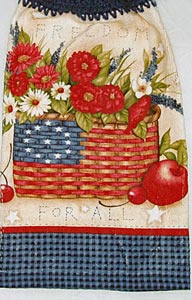 Americana flag basket hanging kitchen hand towel