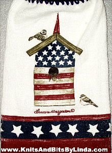 Americana Birdhouse Kitchen Hand Towel