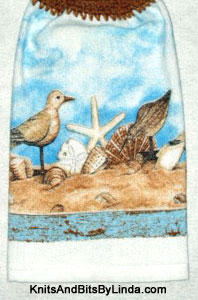 beach and shells  hanging kitchen hand towel