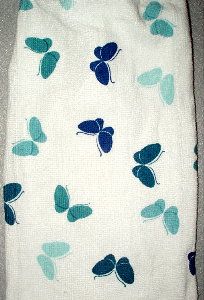 blue butterflies on kitchen hand towel