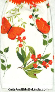 Orange butterflies on white background  Kitchen Hand Towel