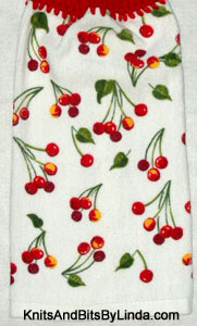 red cherries hanging hand towel