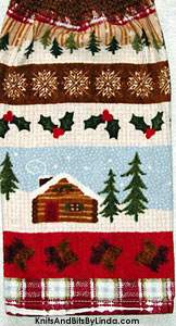 Christmas log cabin hanging kitchen hand towel