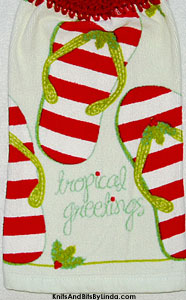 tropical greeting hanging kitchen hand towel for Christmas