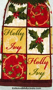 holly and ivy hanging kitchen hand towel for Christmas