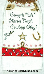 Cowgirls Rule! hanging kitchen hand towel