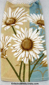 daisies on hanging kitchen hand towel