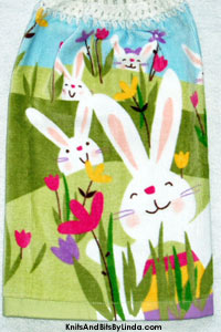 easter bunnies on hanging kitchen hand towel