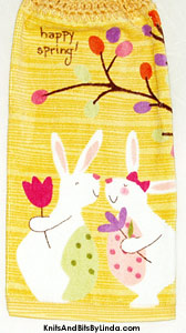 happy spring easter bunnies hanging kitchen hand towel