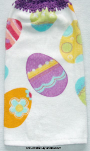Large Easter eggs on terry kitchen towel