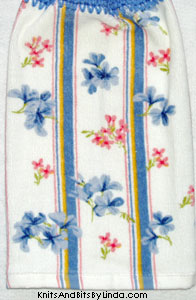 blue floral stripe hand towel