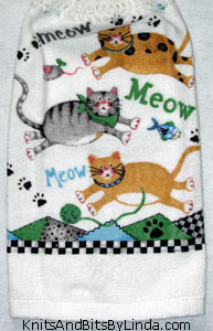 meow cats 2 on hanging kitchen hand towel