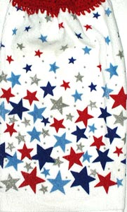red, blue, silver patriotic stars hand towel