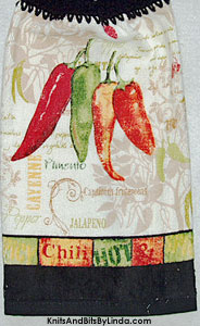 hot and spicy peppers on a kitchen hand towel