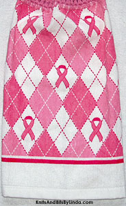 pink ribbon of hope argyle pattern kitchen hand towel