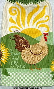 rise and shine rooster hanging hand towel