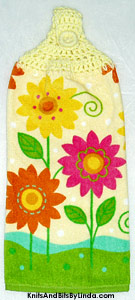 spring daisies on hanging kitchen hand towel