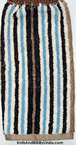 blue and brown stripe hanging hand towel