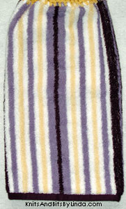 purple and yellow stripe hanging hand towel