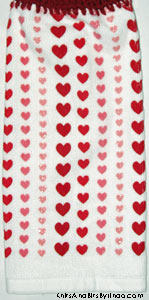 vertical heart rows valentine kitchen towel
