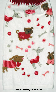 doggies on valentine kitchen towel