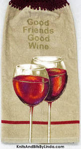 good friends, good wine hanging kitchen hand towel