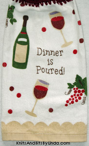 dinner is poured hanging kitchen hand towel close up