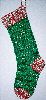 Green and silver stocking with multicolored trim
