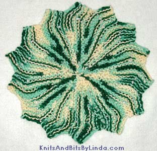 greens and ivory cotton knit dish cloth