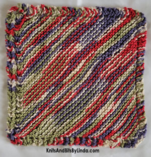 bright multi colot square knit dish cloth