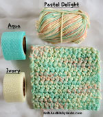 pastel delight cotton yarn combined with aqua and ivory nylon netting