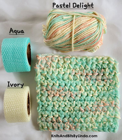 pastel delight cotton with aqua and ivory nylin netting