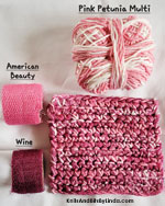 pink petunia cotton yarn with american beauty and wine nylon netting