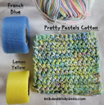 pretty pastel cotton yarn with french blue and lemon yellow nylon netting
