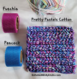 pretty pastel cotton yarn with fuschia and peacock net