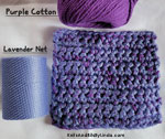 purple cotton with lavender  netting scrubbie cloth
