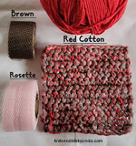 red cotton with brown and rosette net scrubbie cloth